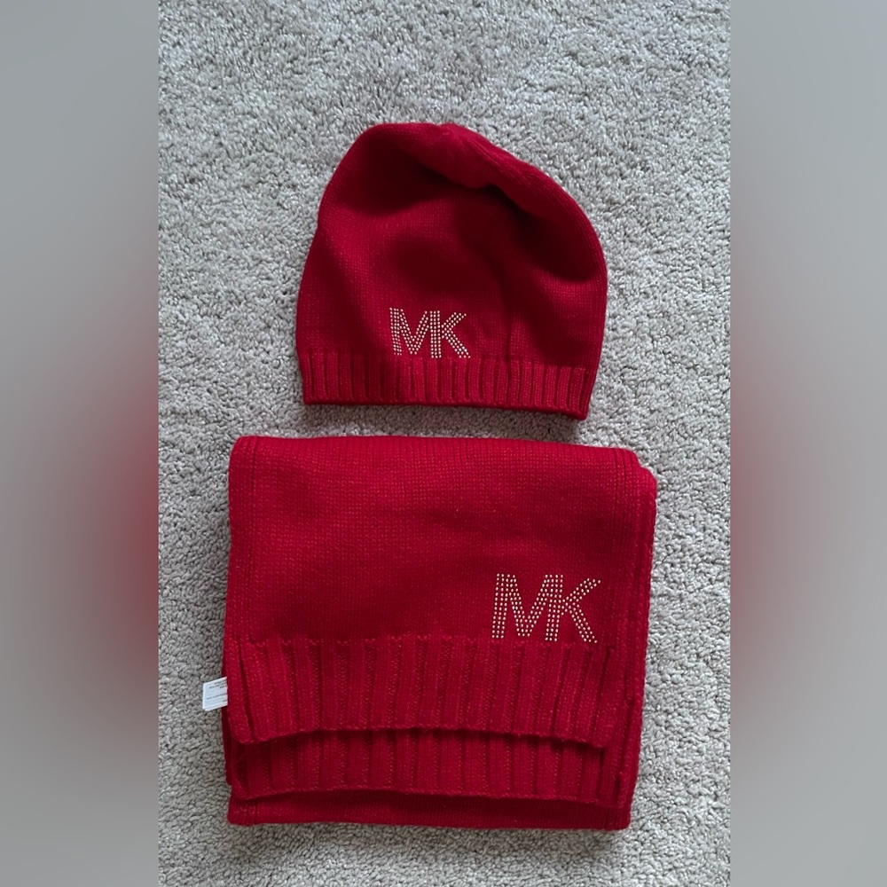 Michael Kors Red scarf and hat set